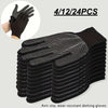 A stack of black anti-slip, wear-resistant dotted gripping gloves is shown with a close-up of one glove.