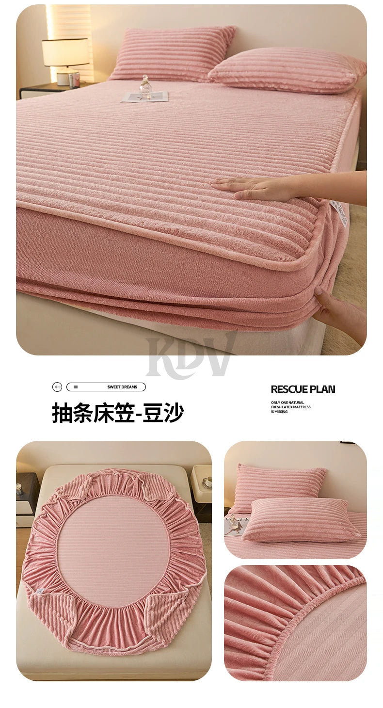 Plush Fitted Sheet Set with Pillowcases