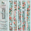 Vintage botanical paper featuring pink and green floral designs for crafting