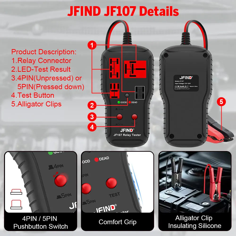 12V-24V Automotive Relay Tester with LED Indicators