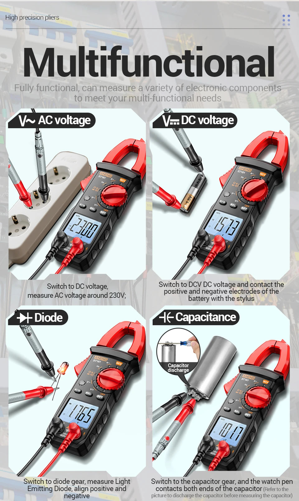 Digital Clamp Meter and Voltage Tester Kit