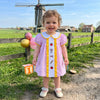Girls Embroidered Plaid A-Line Dress with Peter Pan Collar