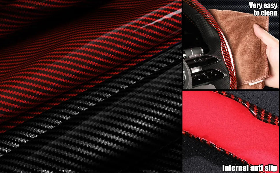 Carbon Fiber & Leather Steering Wheel Cover