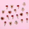 3D Red Heart Nail Art Charms with Gold Base (30-Piece Set)