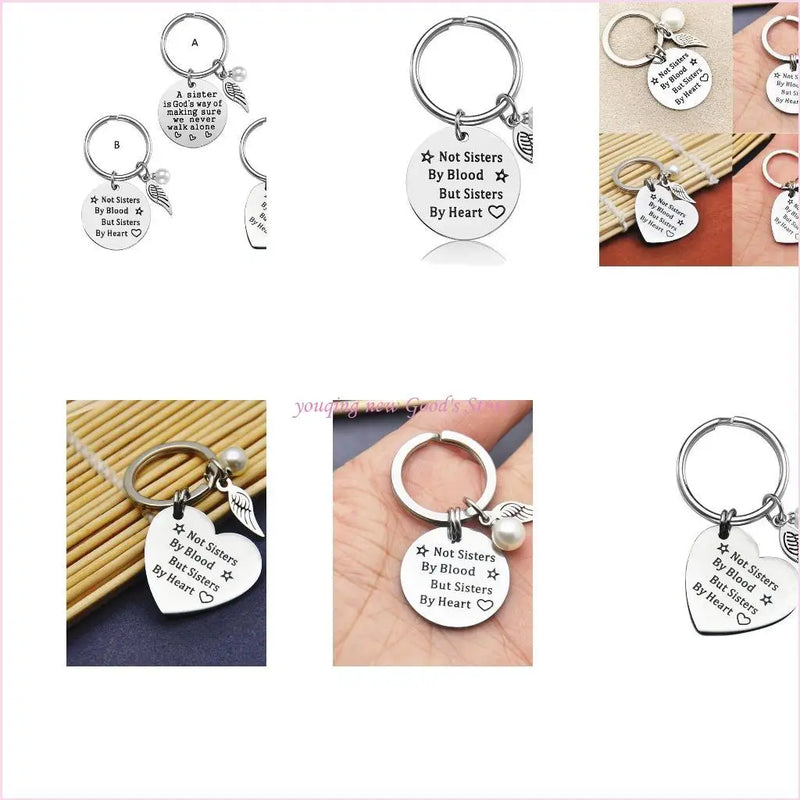 Porte-clés Sœur avec Perle et Pendentif Ailes