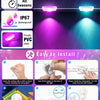 Installation guide showing how to install permanent RGBIC outdoor eave lights with a remote and app control.