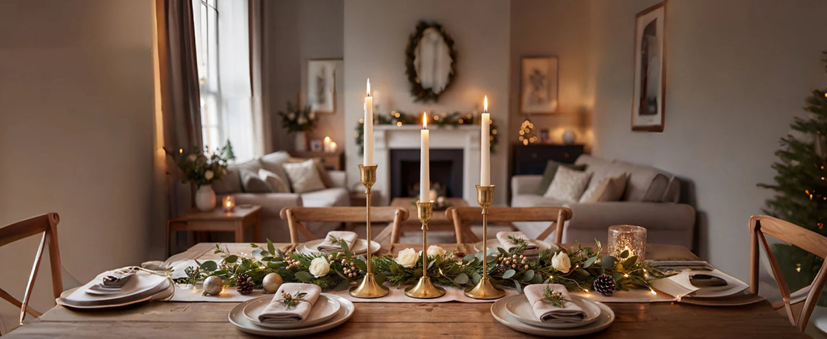 Set of 6 Gold Brass Taper Candle Holders with Weighted Base