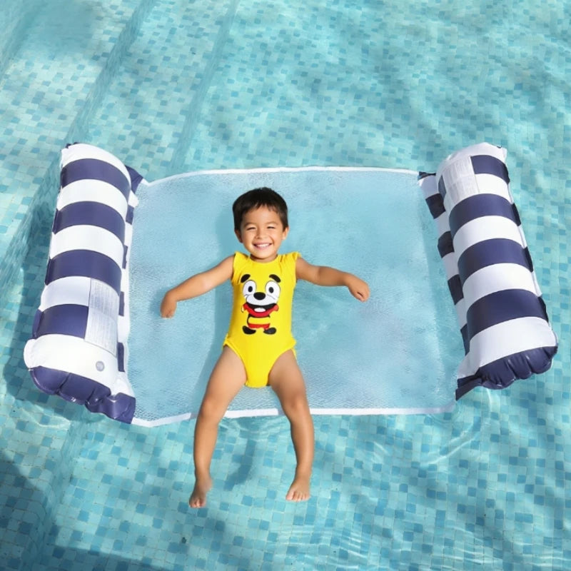 Striped Inflatable Lounge Chair with Net Backrest