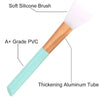 A silicone facial mask brush with a white head and a light blue body, featuring a thickening aluminum tube.
