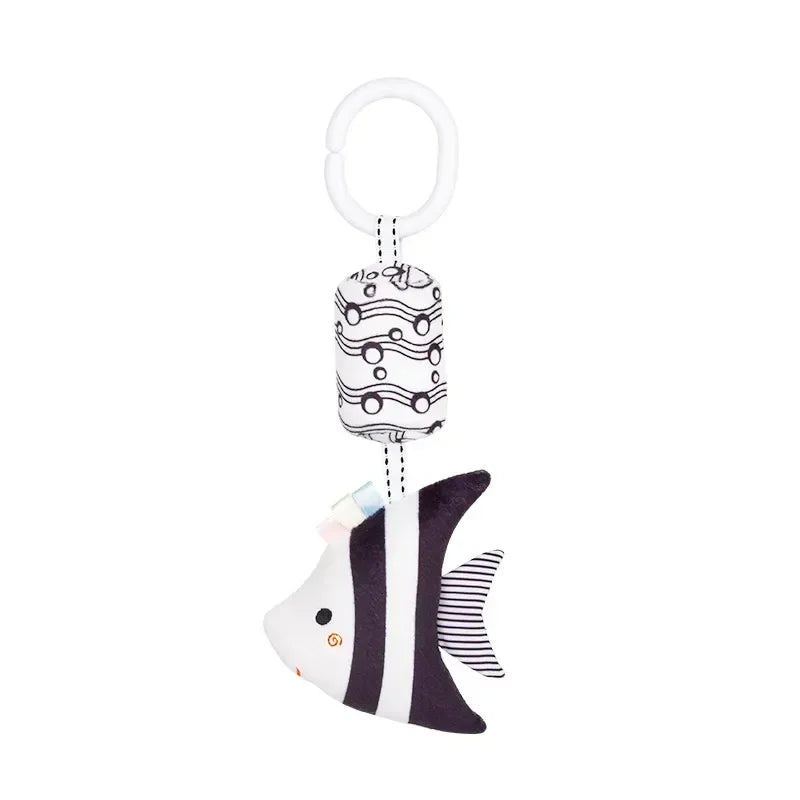 High-Contrast Baby Rattle Plush Toy for Stroller and Crib