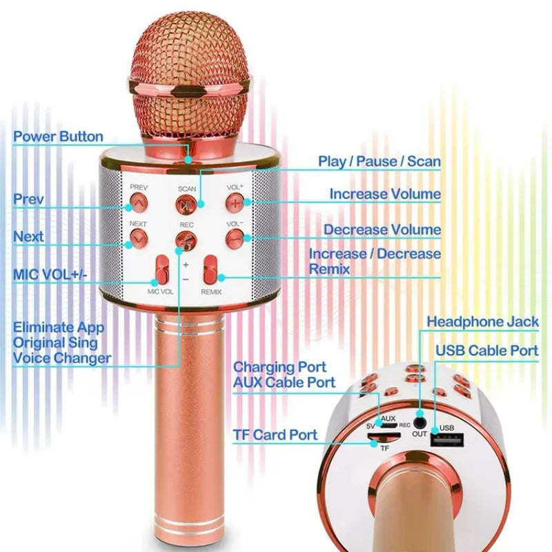 5-in-1 Karaoke Microphone & Bluetooth Speaker