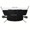 Black magnetic windshield cover with green accents for winter protection