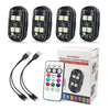 A set of multi-color ambient lighting modules for automobiles, including LED strips and a remote control.
