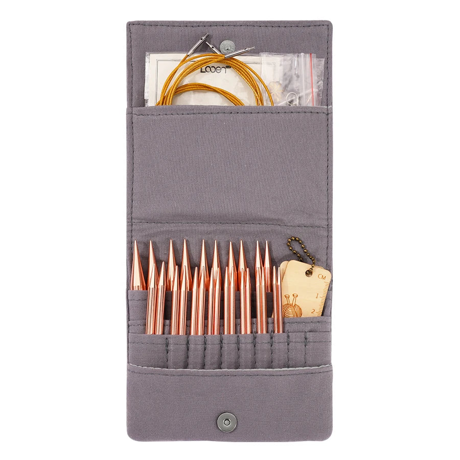 Portable Bamboo Circular Knitting Needle Set with Storage Case