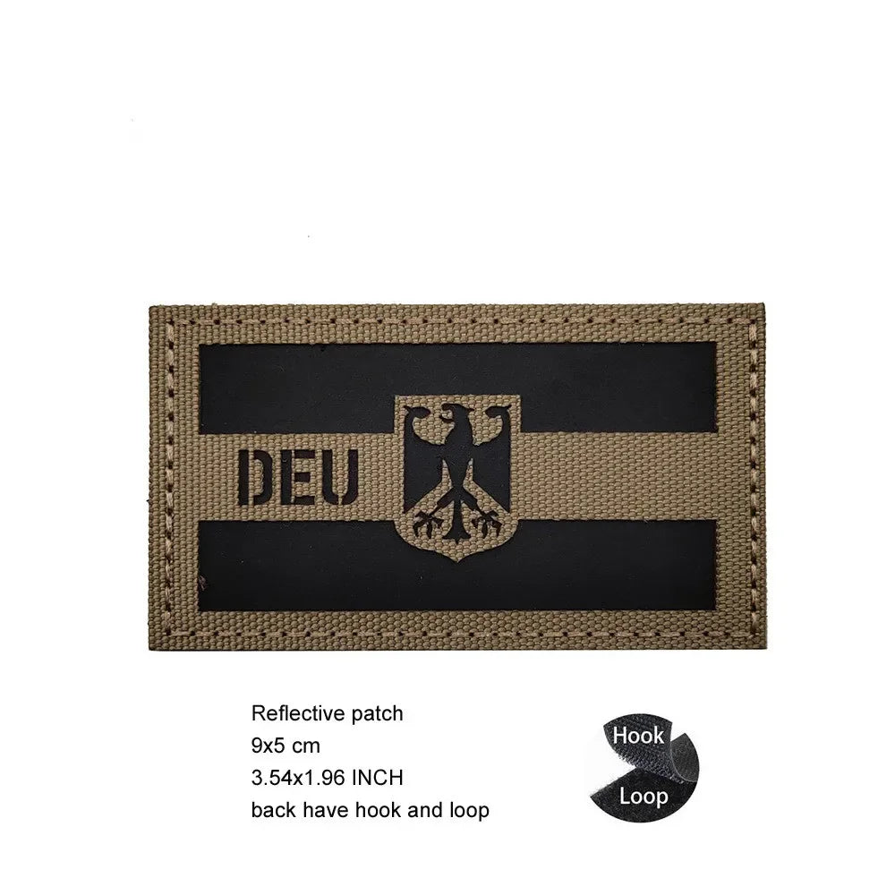Luminous Reflective German Eagle Patch with Hook-and-Loop Backing