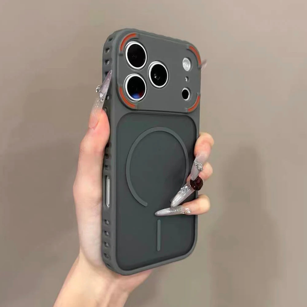 Frosted Clear Magnetic Case for iPhone with Non-Slip Bumper