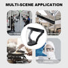Multi-scene application showing a clear protective face mask used for commuting, shopping, cooking, and laboratory work.