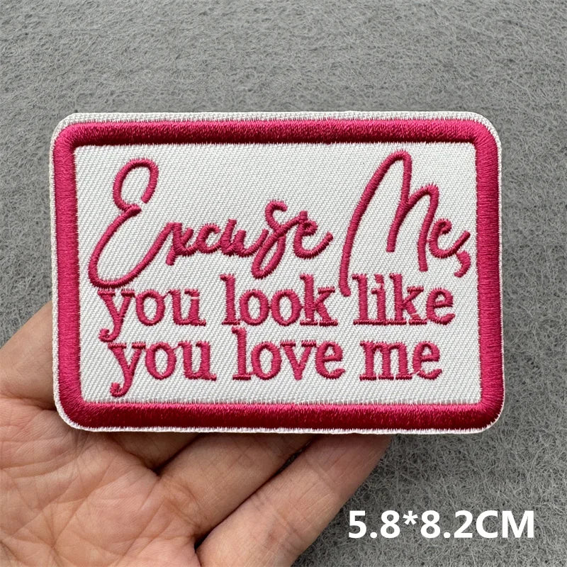 Pink Embroidered Iron-On Letter Patches for Clothing & Accessories
