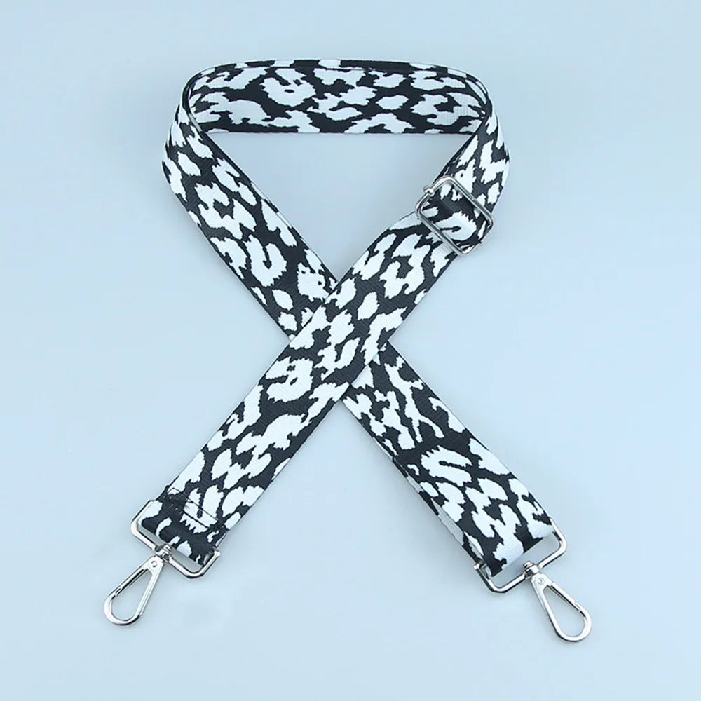 Adjustable Nylon Crossbody Bag Strap with Embroidered Detail