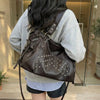 Rivet Punk Large Capacity Tote Bag with Adjustable Crossbody Strap