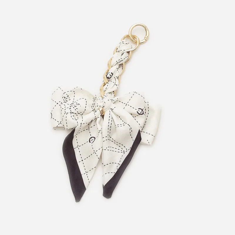 Elegant Bow Chain Bag Strap with Hanging Charm