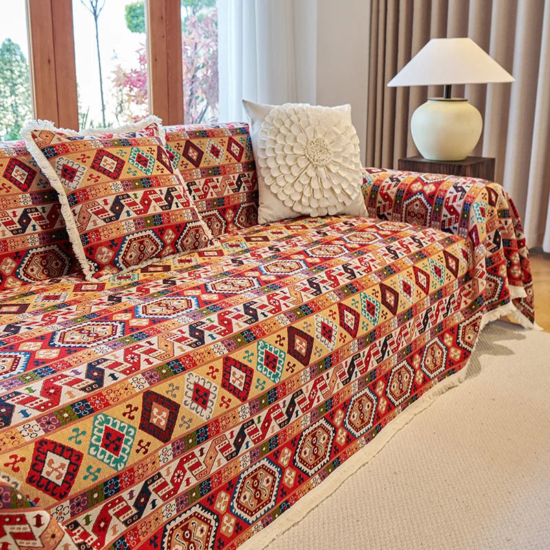 Boho Retro Cotton-Linen Sofa Cover