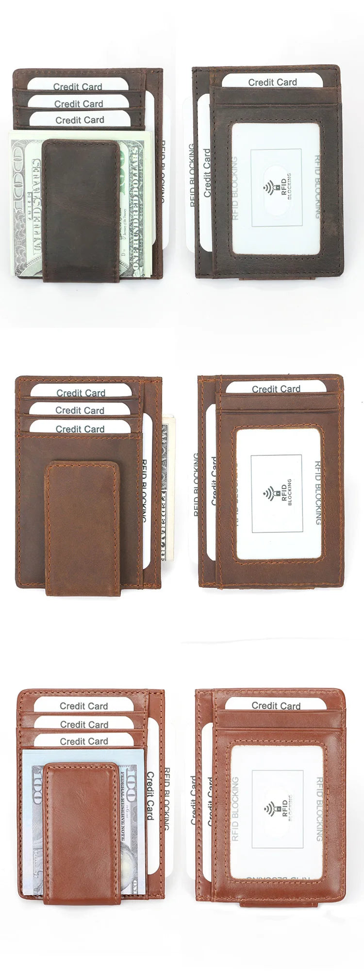 Slim RFID-Blocking Leather Wallet with Money Clip