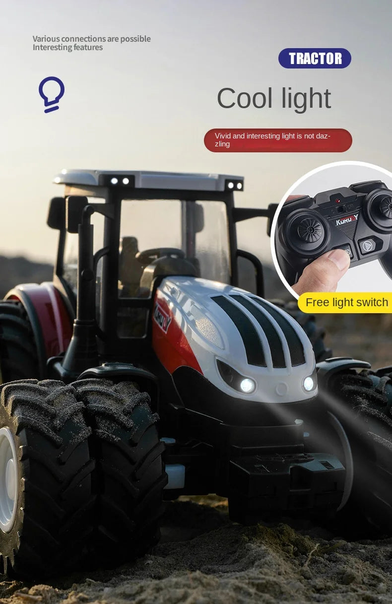 Remote-Controlled Farm Tractor Toy with Realistic Engineering Details