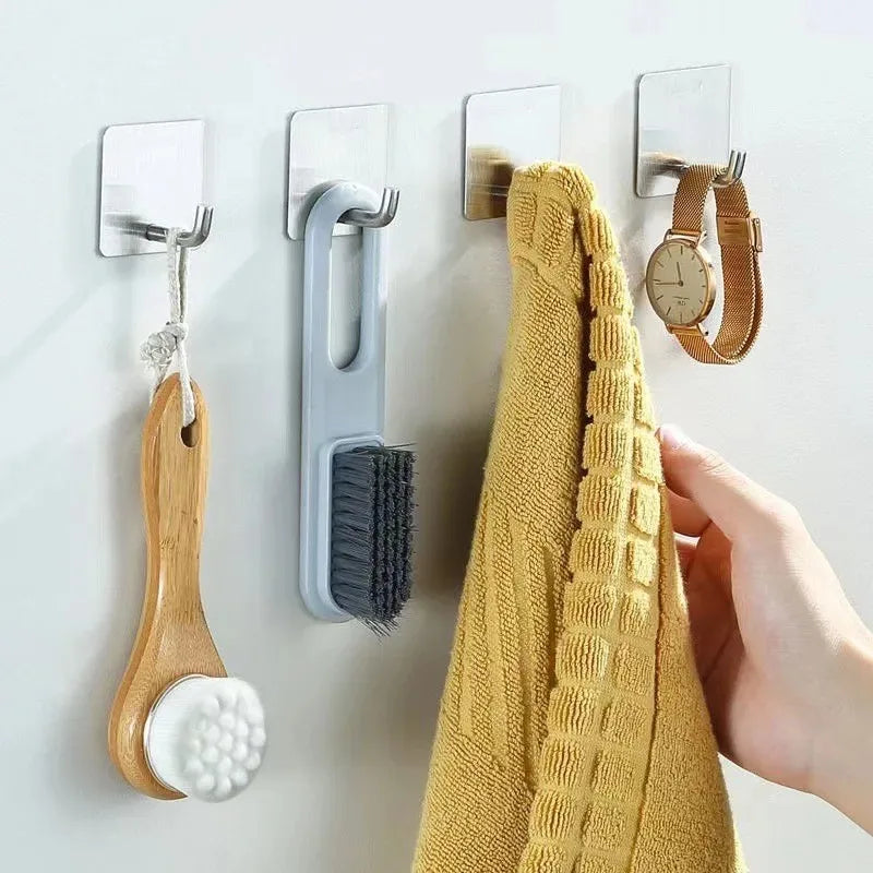 Pack of 4 Stainless Steel Wall Hooks for Entryway, Kitchen & Bathroom