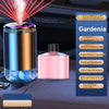A rechargeable car aroma diffuser with a pink bottle and starry sky ambient light display.