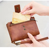 Vintage RFID-Blocking Triple-Fold Wallet with Double Zipper