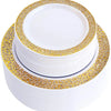 Elegant White Disposable Dinner Plates with Silver Lace Design
