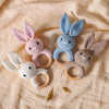 Handmade Crochet Bunny Rattle with Wooden Teether for Babies