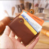 Vintage Leather Slim Card Holder with Snap Closure