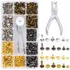 Metal Double Cap Rivets with Setting Tool Kit for Leathercraft & Repairs