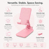 Pink Foldable Phone & Tablet Stand with Adjustable Viewing Angle