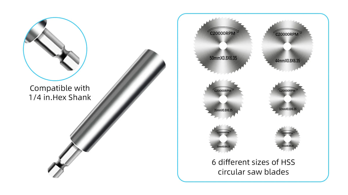 10-Piece High-Speed Steel Saw Blades Set with Universal 1/4-Inch Hex Shank