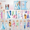 A collection of princess magnetic dress-up playsets featuring various gowns and accessories for children.