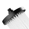 A black 6-inch high-pressure rainfall shower head with fine nozzles is shown.