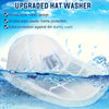 A white mesh washing bag designed for protecting a hat during washing, shown submerged in water.