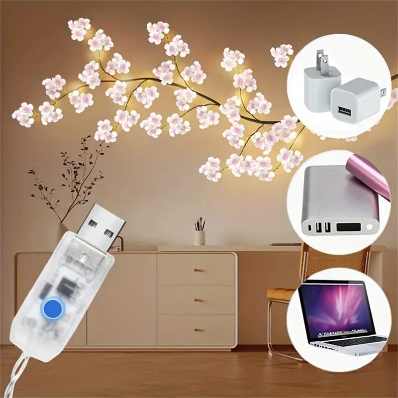 Guirlande LED en forme de Fleurs de Cerisier avec Alimentation USB