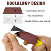 A hand holds a piece of brown alumina oxide abrasive material, showing its layered design for a tool kit.