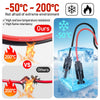 A flexible cable adapter for solar panels to battery packs, showing its resistance to extreme temperatures.