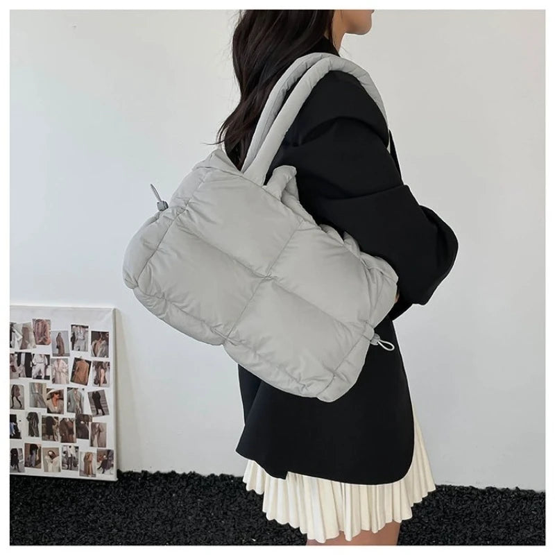 Quilted Puffer Tote Bag with Adjustable Strap