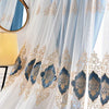 Embroidered Gauze Curtain with Floral Design