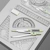 8-Piece Geometry Set – Transparent Rulers, Protractor, Compass & Eraser
