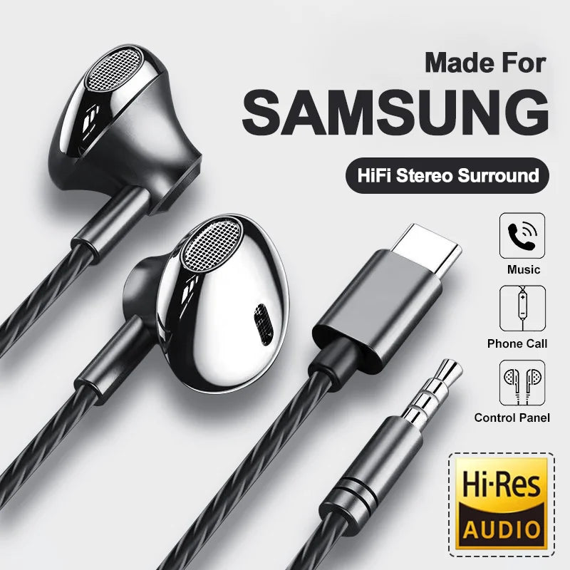 USB-C HiFi Wired Earbuds with Volume Control & Mic