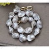 White Baroque Keshi Pearl Necklace with CZ Clasp
