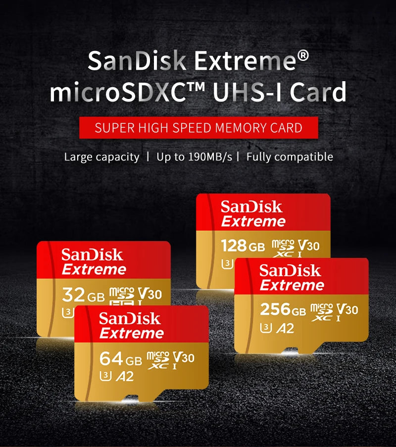 SanDisk Extreme microSDXC Card – U3 V30 High-Speed Storage (64GB–1TB)