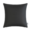 A square, black linen-textured cushion cover or pillow.